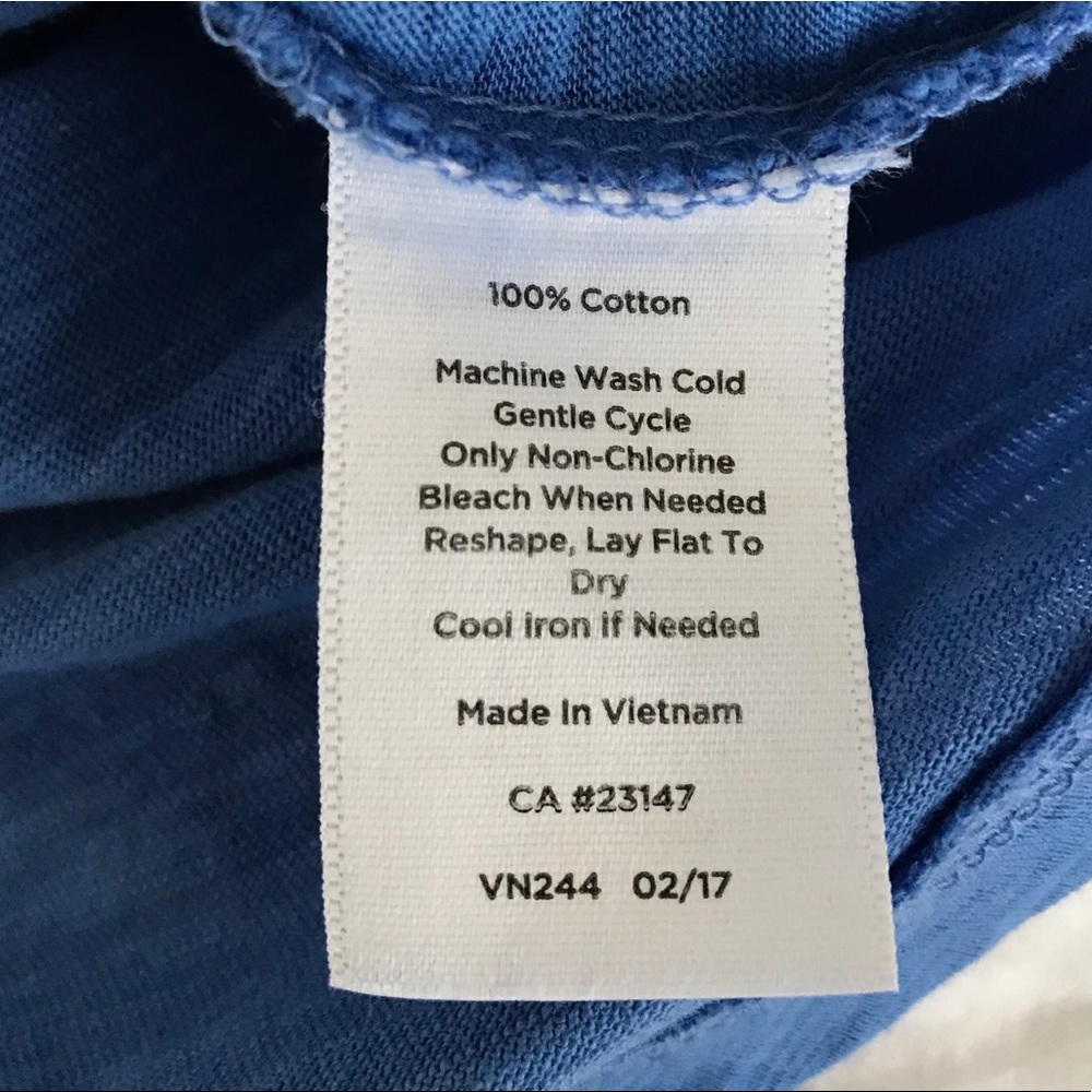 Talbots Cotton 3/4 Sleeve Blue Floral Heart Top - Picture 5 of 6